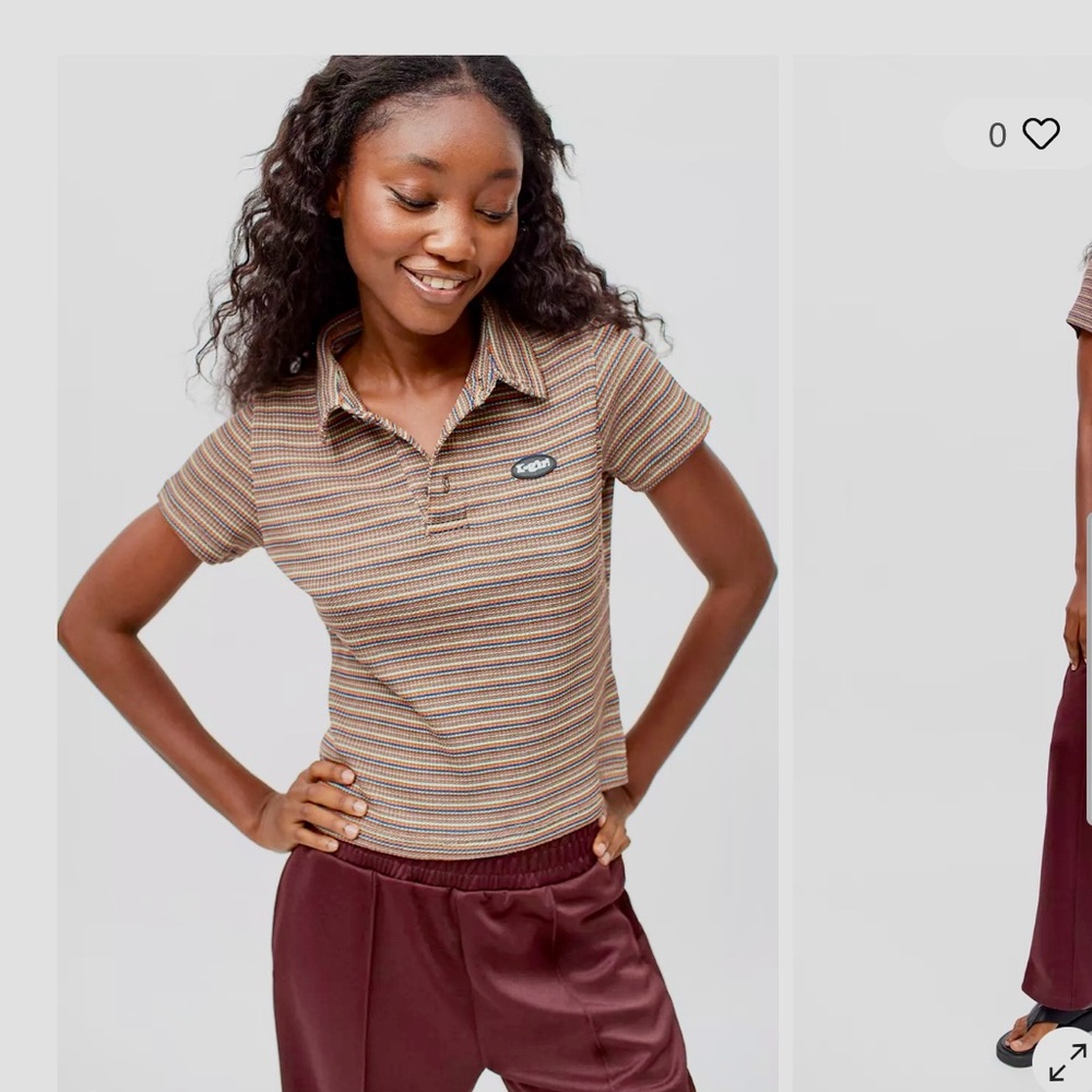X-girl Striped Collared Polo Size S